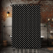 Classic French Fleur de Lis Pattern Black White Douchegordijn