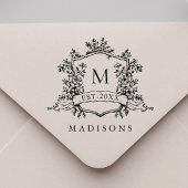 Classic French Floral Crest Monogram Rubberstempel