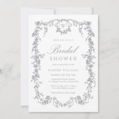 Classic French Floral Gray Bridal Shower Kaart (Voorkant)