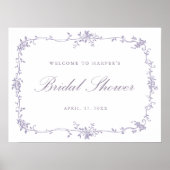 Classic French Lavender Bridal Shower Welcome Poster (Voorkant)