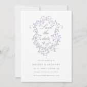 Classic French Lavender Floral Crest Wedding Photo Save The Date (Voorkant)