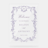 Classic French Lavender Floral Wedding Welcome  Acryl Bord (Voorkant)