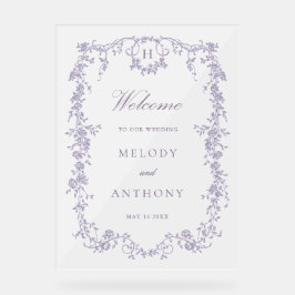 Classic French Lavender Floral Wedding Welcome Acryl Bord