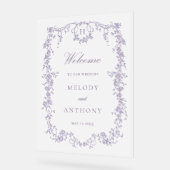 Classic French Lavender Floral Wedding Welcome  Acryl Bord (Hoek)