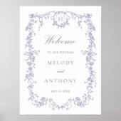 Classic French Lavender Floral Wedding Welcome Poster (Voorkant)