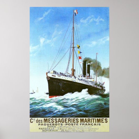 CLASSIC FRENCH MERCHANT STEAMER POSTER (Voorkant)