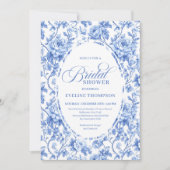 Classic French Toile de Jouy Navy Bridal Shower  Kaart (Voorkant)