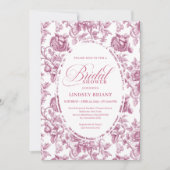 Classic French Toile Roses Floral Bridal Shower  Kaart (Voorkant)