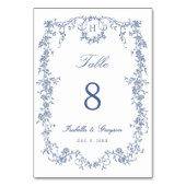 Classic French Victorian Blue Frame Wedding Kaart (Achterkant)