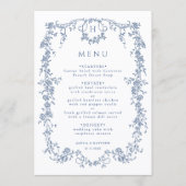 Classic French Victorian Blue Frame Wedding Menu (Voorkant)