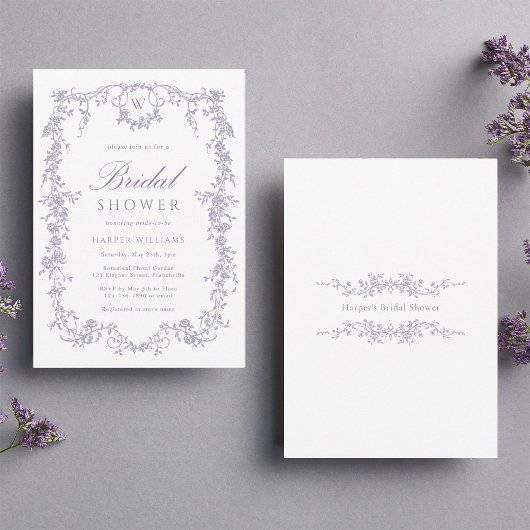 Classic French Victorian Lavender Bridal Shower Kaart
