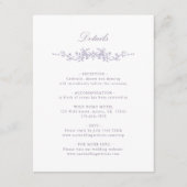 Classic French Victorian Lavender Wedding Details Informatiekaartje (Voorkant)