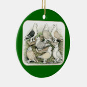 Classic Frill Pigeons Satinettes Keramisch Ornament (Rechts)
