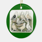 Classic Frill Pigeons Satinettes Keramisch Ornament (Links)