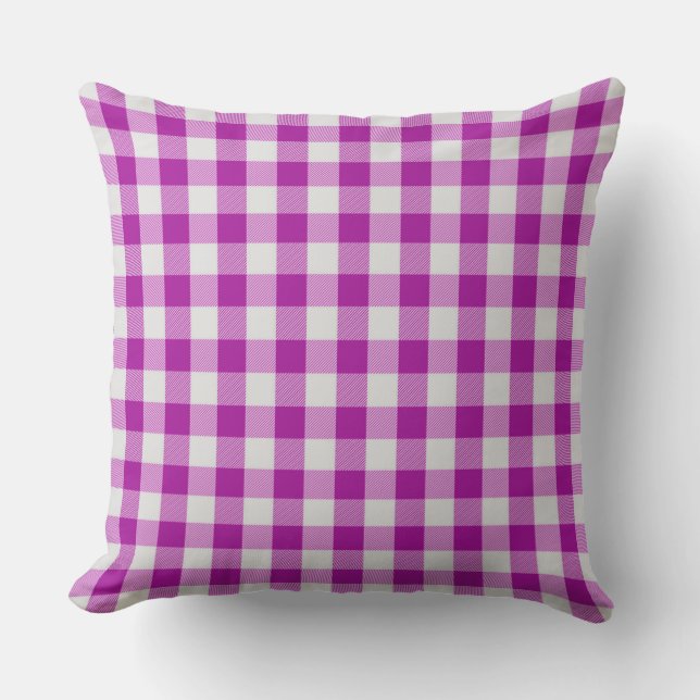 Classic Fuchsia Gigham Pattern Sierkussen (Voorkant)
