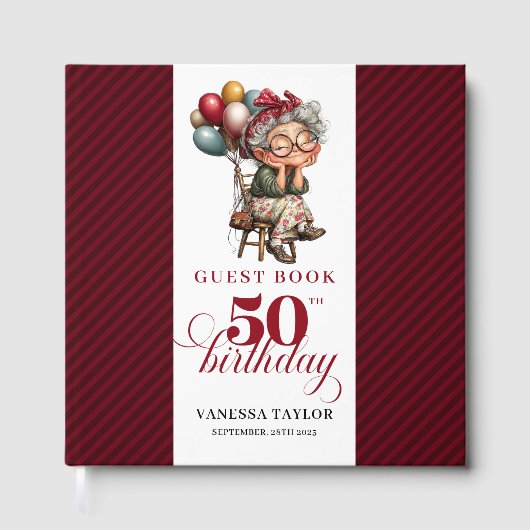 Classic fun 50th lady birthday guest memory book gastenboek (Voorkant)