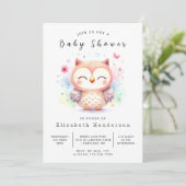 Classic Fun Owl Baby shower Kaart (Staand voorkant)