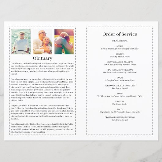 Classic Funeral Programme for Men (Achterkant)