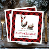 Classic Funny Chickens Personalized Red Green Xmas Servet
