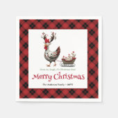 Classic Funny Chickens Personalized Red Green Xmas Servet (Voorkant)