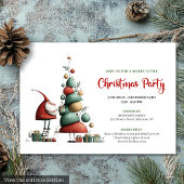 Classic Funny Santa Red Green Holiday Invitation Kaart