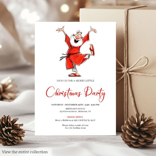 Classic Funny Santa Watercolor Christmas Invite Kaart