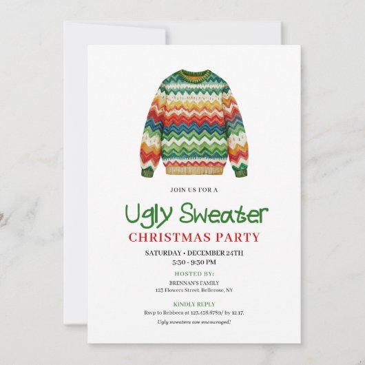 Classic funny ugly sweater party invitation kaart (Voorkant)