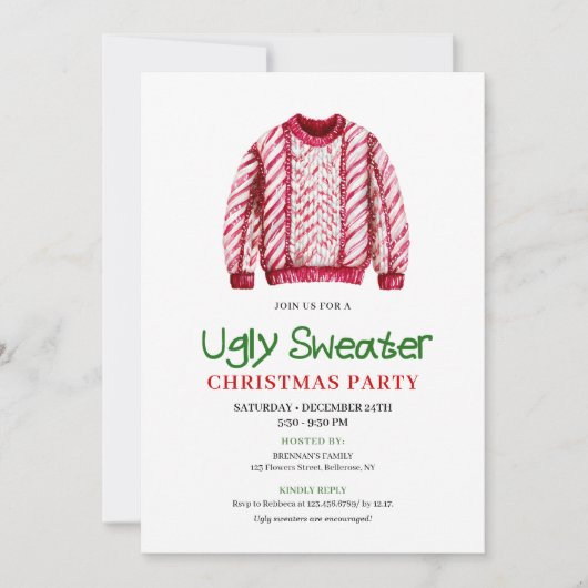 Classic Funny Ugly Sweater Party Invitation Kaart (Voorkant)