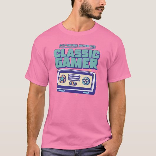 Classic Gamer - Old games never die T-shirt (Voorkant)