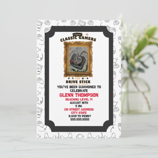 Classic Gamers Groovy Vision Uitnodiging (Staand voorkant)