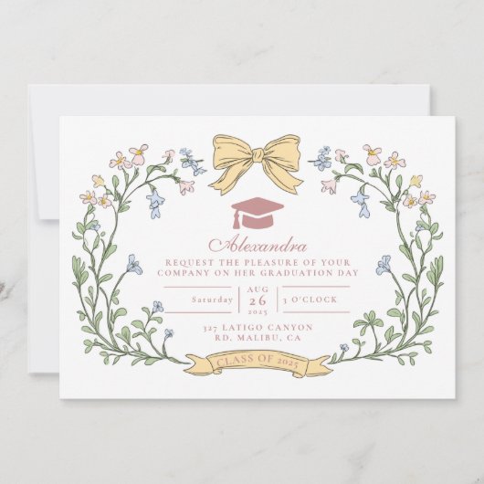 Classic Garden Bloom Graduation Kaart (Voorkant)