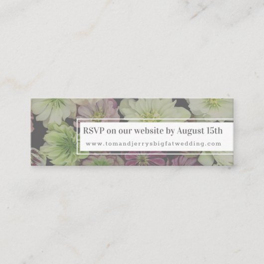 CLASSIC Garden Hellebore Mini Web RSVP-kaart Mini Visitekaartje (Voorkant)