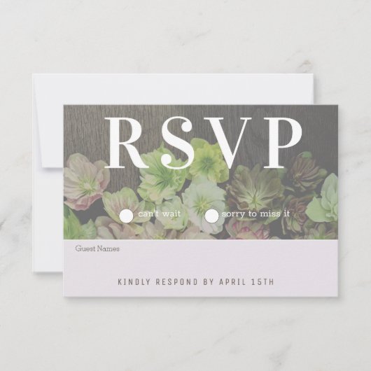CLASSIC Garden Hellebore White en Wood RSVP Card (Voorkant)