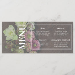 CLASSIC Garden Hellebore Wood en White Menu Kaart