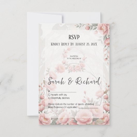 Classic Garden Wedding Romantic Floral RSVP Kaartje (Voorkant)