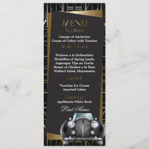 Classic Gatsby Deco Black Limo Wedding Menu