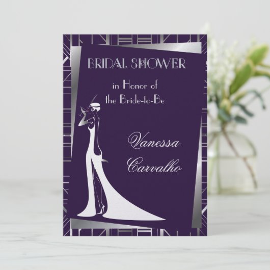Classic Gatsby Deco Bridal ShowerInvitationManuela Kaart (Staand voorkant)