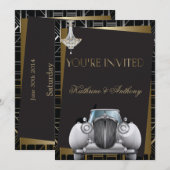 Classic Gatsby Deco Limo Wedding Invitation Kaart (Voorkant / Achterkant)