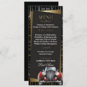 Classic Gatsby Deco Red Limo Wedding Menu (Voorkant / Achterkant)