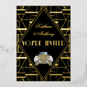 Classic Gatsby Deco Wedding Invitation Folie Uitnodiging (Voorkant)