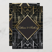 Classic Gatsby Deco Wedding Invitation G Kaart (Voorkant / Achterkant)