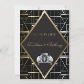 Classic Gatsby Deco Wedding Invitation Kaart (Voorkant)