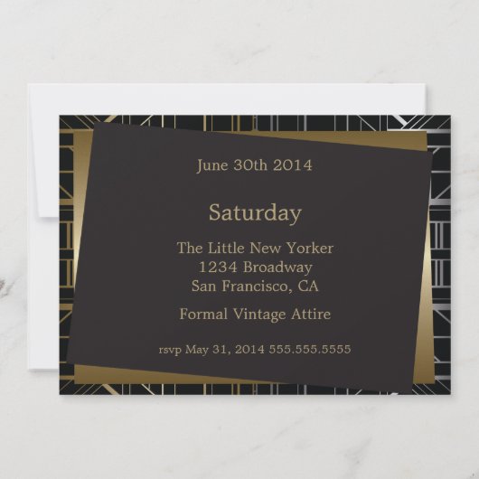 Classic Gatsby Deco Wedding Invitation Kaart (Achterkant)