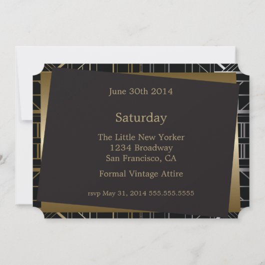 Classic Gatsby Deco Wedding Invitation Kaart (Achterkant)