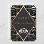 Classic Gatsby Deco Wedding Invitation Kaart (Voorkant)