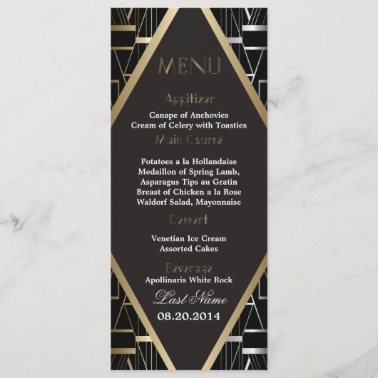Classic Gatsby Deco Wedding Menu 2 (Voorkant)