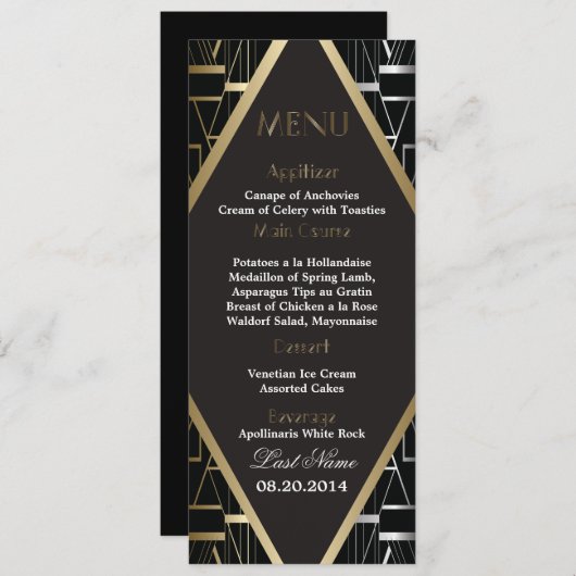 Classic Gatsby Deco Wedding Menu 2 (Voorkant / Achterkant)