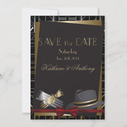 Classic Gatsby Deco Wedding Save the Date (Voorkant)