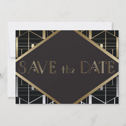 Classic Gatsby Deco Wedding Save the Date (Achterkant)