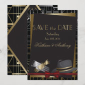 Classic Gatsby Deco Wedding Save the Date (Voorkant / Achterkant)